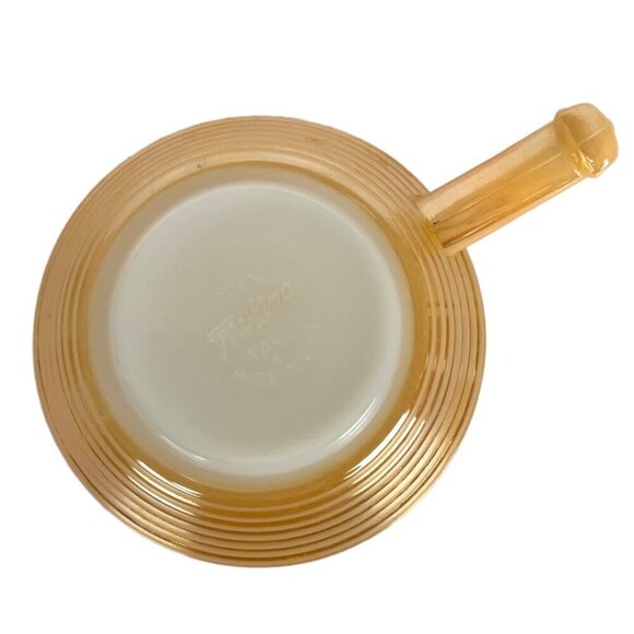 Fire King Vintage Ribbed Peach Luster Handled Soup Bowl Beehive Design - Picture 7 of 8